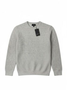 Club Monaco Links Stripe Crewneck Sweater Light Gray XS